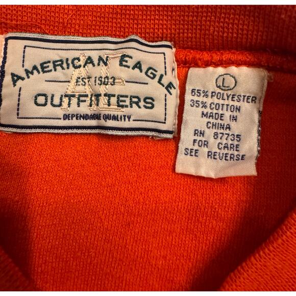 Vtg Y2K American Eagle Outfitters Orange Baseball Crewneck Sweatshirt Size L - Picture 3 of 4